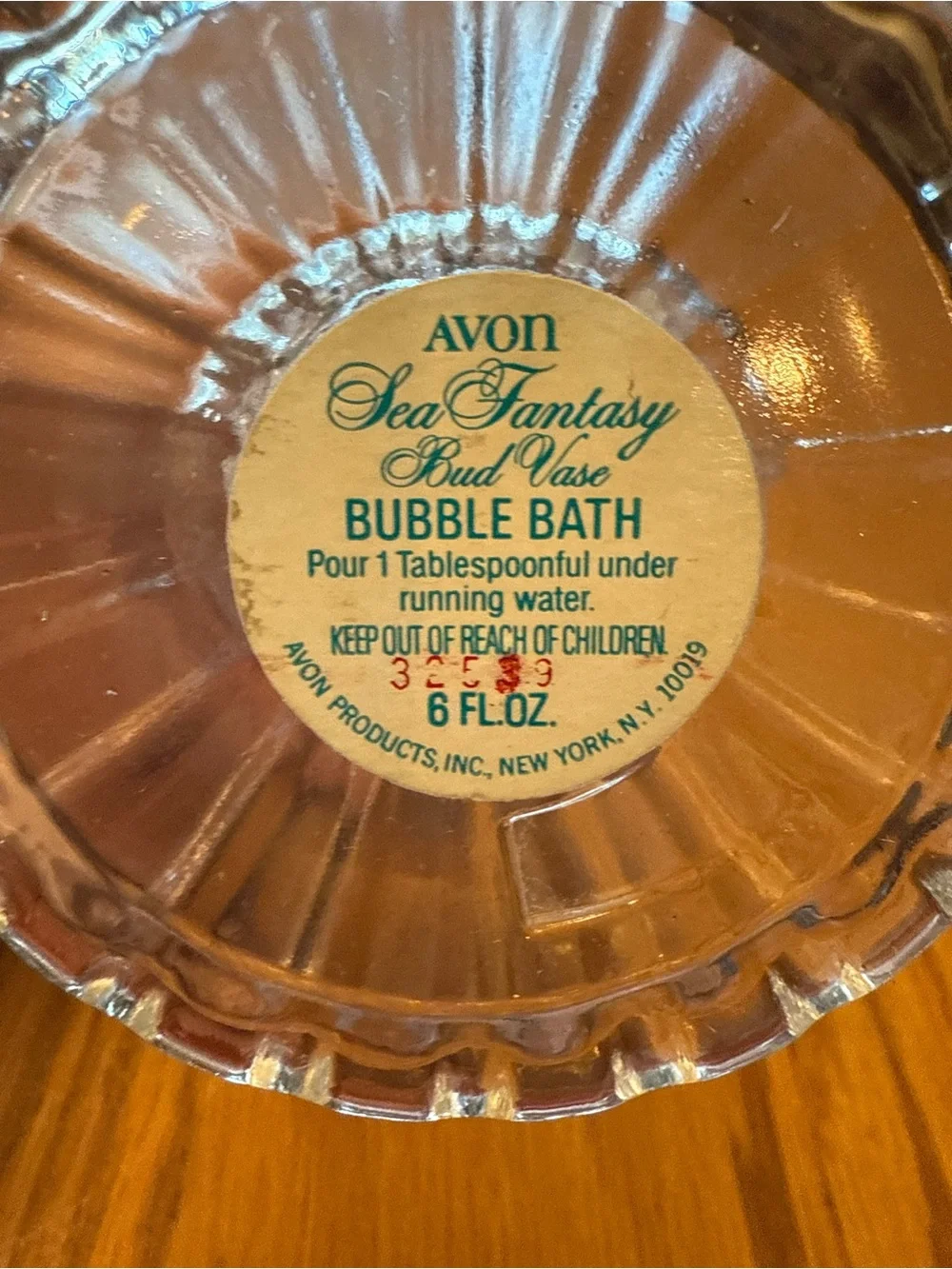 Vintage Clear Glass Avon Bottle/Bud Vase with Etched Fish Motif